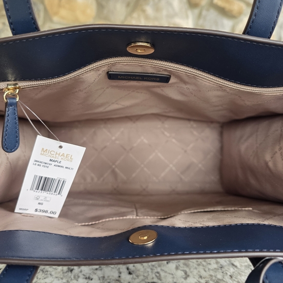 Michael Kors Maple Logo Large Blue Tote - Picture 5 of 10